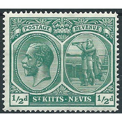 St Kitts-Nevis 1921 SG37 1/2d Blue-Green Mounted Mint ....