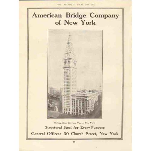 american bridge company 1910 metropolitan life ins tower ny vintage ad