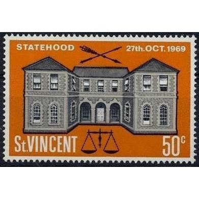 St Vincent 1969 Statehood 50c Carib House Mounted Mint MM SG 284 Sc 278 stamp
