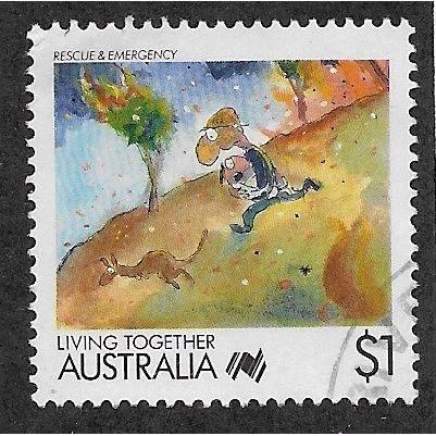 AUS 1988 $1.00 'LIVING TOGETHER - RESCUE AND EMERGENCY' FINE USED (EBID68-055)
