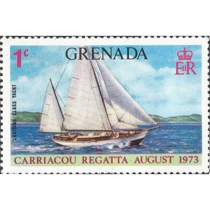 GRENADA, SEA, Carriacou Regatta, twin mast yacht, blue 1973, 1c