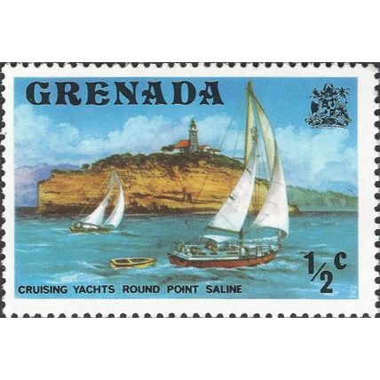 GRENADA, SEA, Sailing yachts at Point Saline, blue 1975, ½c