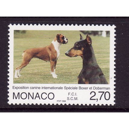 MONACO 1998 2.70 DOGS BOXER AND DOBERMAN UM MINT #3