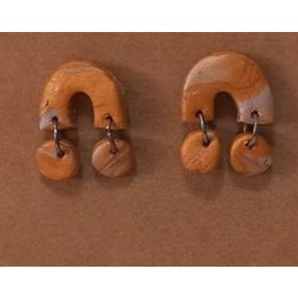Golden Rainbow Fimo polymer clay earrings brand new