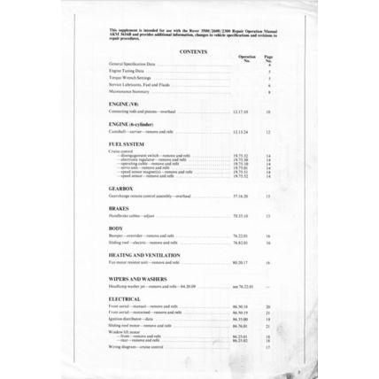 Rover 2300 2600 3500 And Vanden Plas Repair Operation Manual Supplement 1980 PDF