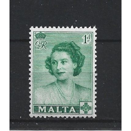 Malta.SG255 1d Queen Elizabeth when Princess (Green).Mounted Mint.Apr25b