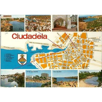 Spain CIUDADELA Map Postcard (MH 8814 m)