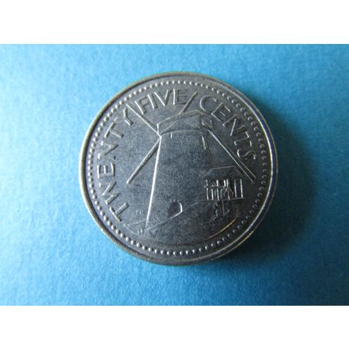 1990 BARBADOS TWENTY FIVE CENTS FREE POST. AK