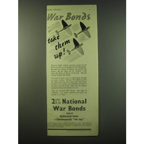1940 National Savings Committee Ad - War Bonds take them up!