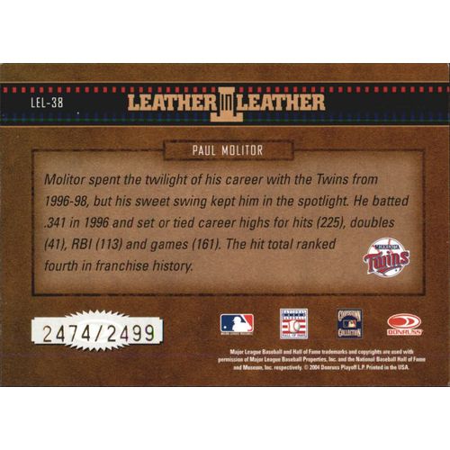 2004 Leather and Lumber Leather in Lumber Paul Molitor #LEL-38 1647/2499