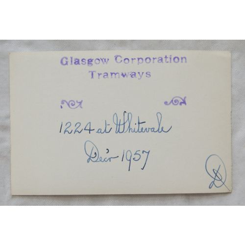 Photo Glasgow Tram no.1224 at Whitevale in 1957