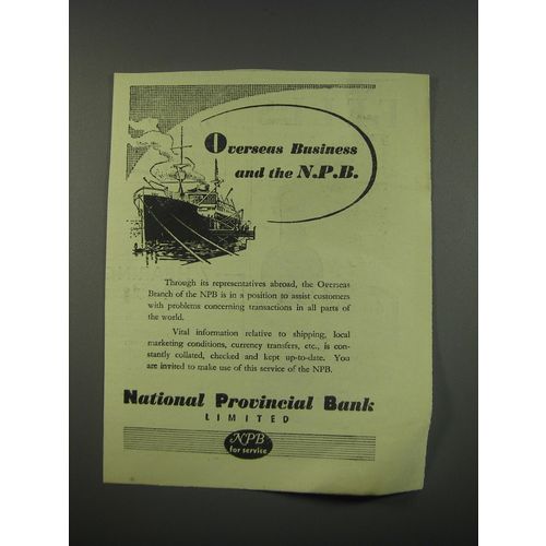 1949 National Provincial Bank Ad - Overseas business and the NPB