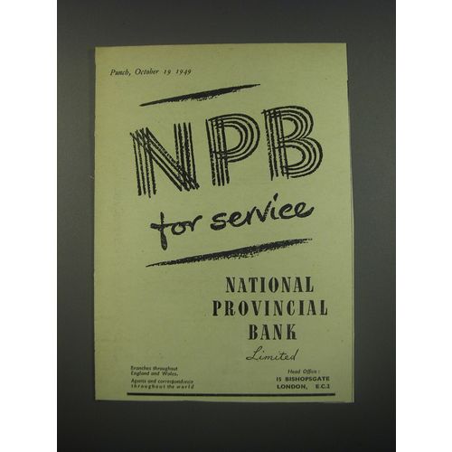 1949 National Provincial Bank Ad - NPB for service