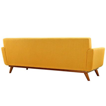Mid Century Classic Fabric Sofa 90” Wide In Bright Red, Azure Blue Citrus Yellow
