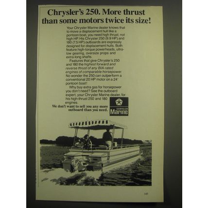 1981 Chrysler Marine 250 Outboard Motor Ad - Chrysler's 250. More thrust