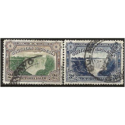 Southern Rhodesia 1932 Victoria Falls PAIR SG29-30 Fine Used .. ..