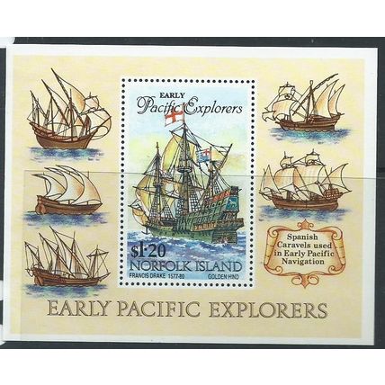 Norfolk Island stamps sgms574 explorers miniature sheet ms 574 mnh