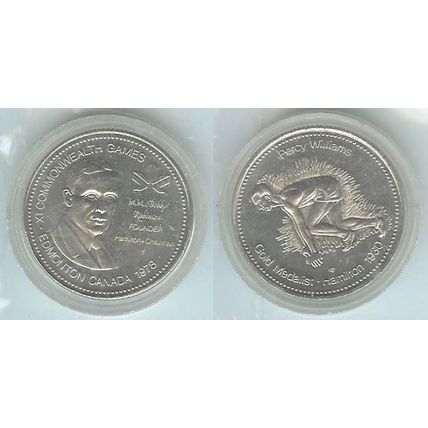 Commonwealth Games Edmonton 1978 Coin in Case Percy Williams