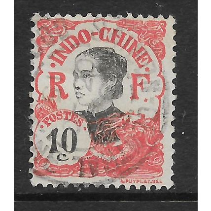 INDO - CHINA 1907 ANNAMITE 10c BLACK & RED SG 55 FINE USED