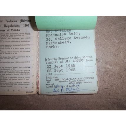Lot of 2 Old Driving Licences Great Britain 1960's 1970's William Frederick Reid