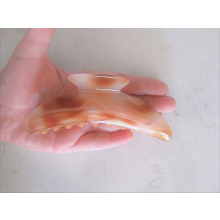 Large creme and amber brown hair claw clip for thick hair