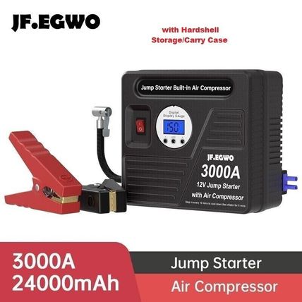 JF.EGWO 3000A Car Battery Jump Starter 150PSI Air Compressor 24000mAh Power Bank