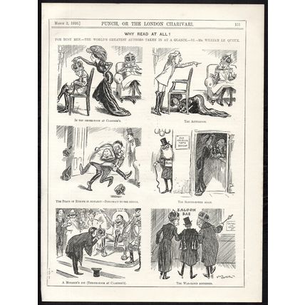 WHY READ AT ALL? 2 1910 Sherlock Holmes - Arthur Conan Doyle PUNCH CARTOON PAGE