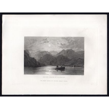 SECOND REACH, OF ULLSWATER 1858 James Sands - Thomas Allom ANTIQUE ENGRAVING