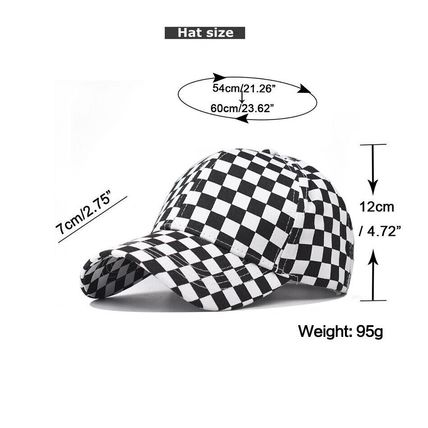 Checker Baseball Caps For Women Men Grid Lattice Casual Fitted Hat UK New