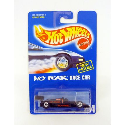 Hot Wheels No Fear Race Car #244 Black Die-Cast w/Tampos on All Blue Card 1991