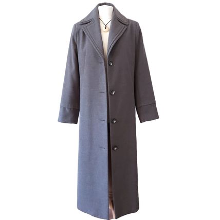 Vintage Grey Coat Maxi Long Longline full ankle length tailored custom made M