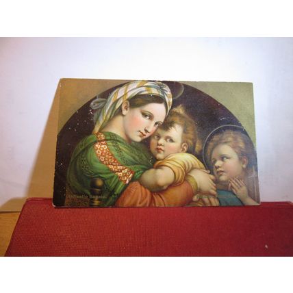 MADONNA painting by SANZIO RAFFAELLO unused vintage postcard by Ernest Nister =