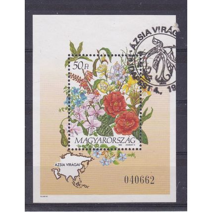 HUNGARY 1993 ASIAN FLOWERS BOUQUET MINIATURE SHEET USED SG MS4129