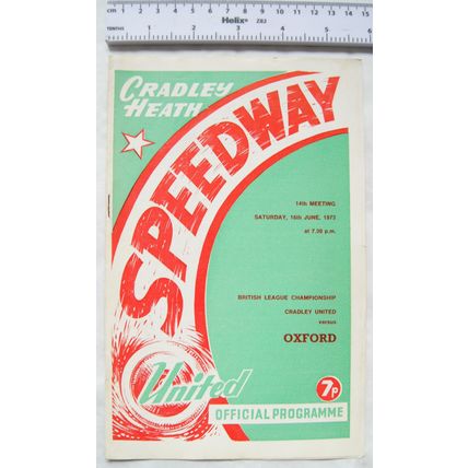 1973 Cradley Heath v Oxford Speedway Programme - 16th June