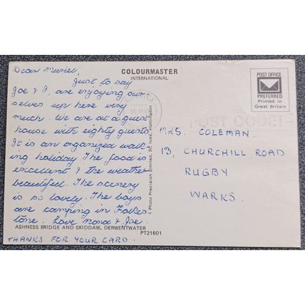 Vintage Postcard Ashness Bridge and Skiddaw, Derwentwater, Keswick Posted