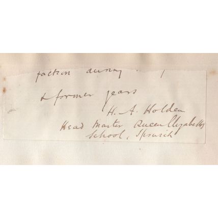 Ipswich Victorian Headmaster School Suffolk Old Autograph
