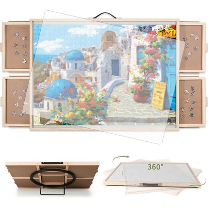 2000 Pieces 2-In-1 Tilting & Rotating Puzzle Board, 40.16"X28.5"Portable Puzzle