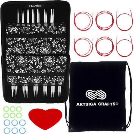 Chiaogoo Twist Red Lace 5-Inch Complete 7500-C Interchangeable Circular Knitting