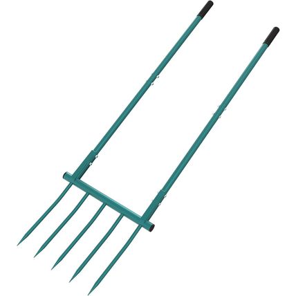 Broad Fork Garden Tool, 5 Tines 20 in Broadfork Hand Tiller, 55 Inch Heigh Pitch