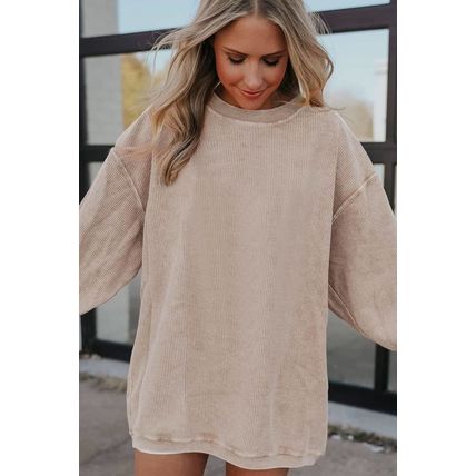 Apricot Ribbed Corded Oversized Sweatshirt