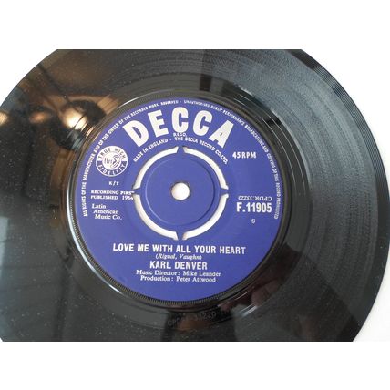 7" 1964. KARL DENVER. LOVE ME WITH ALL YOUR HEART.DECCA.F.11905 .EXCELLENT