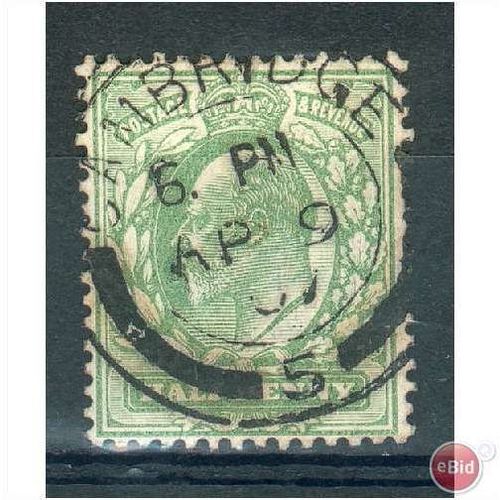 GB stamps 1902-10 KEV11 - 1/2d SG215 Cambridge cancel 6
