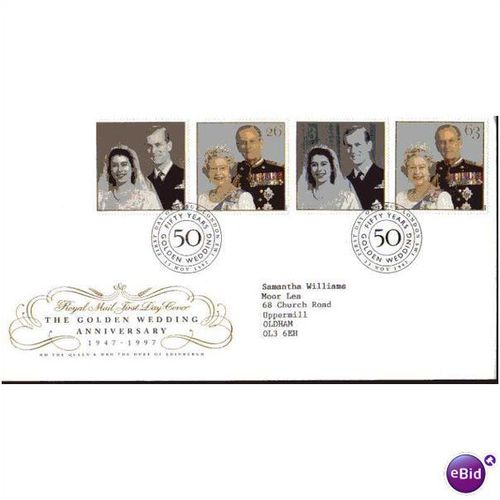 1997 'GOLDEN WEDDING' F.D.C (LONDON SW1 F.D.I CANCELLED) (EBID536)