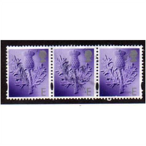 2003 STRIP OF 3x 'E' 'SCOTLAND-THISTLE' ' FINE USED (EBID2016)