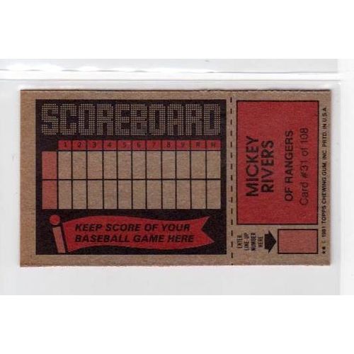 1981 Topps Scratch-Off Mickey Rivers #31 baseball card –Scratchoffs-Rangers