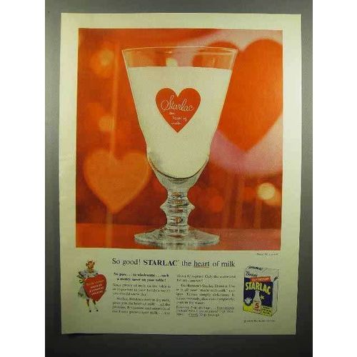 1956 Borden's Starlac Ad - The Heart of Milk