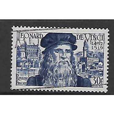 FRANCE 1952 LEONAROO DA VINCI 30F BLUE SG 1150 FINE USED