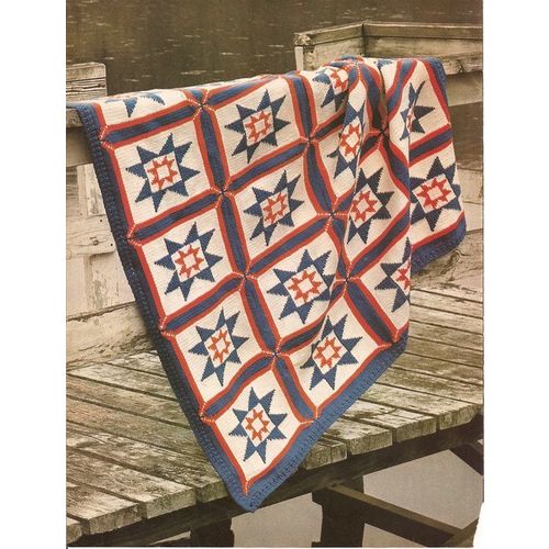 Knit Afghan Pattern Nautical Stars and Bars