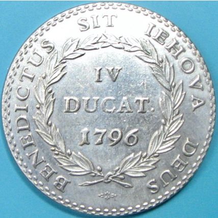 1796 4 Ducat, Switzerland. Casino Card Guard, Challenge Coin. REPLICA. 53a.