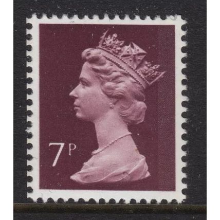 X876 U156b 7p Purple-brown RIGHT BAND THIN VALUE Unmounted Mint GB Machin.